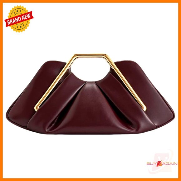Handbags - Pleated Metal Frame Clutch Cloud-Shaped Evening Bag Magnetic Snap
